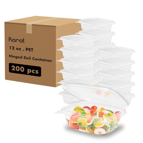 PET Hinged Deli Containers with Lids (200 Count)