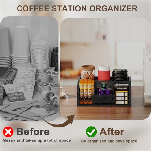 Coffee Station Organizer for Countertop (Iron Wire-Black / 1 Tier)