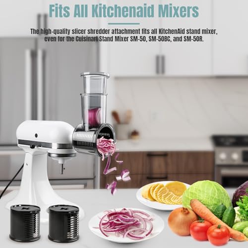Stainless Steel Slicer Shredder Attachments for KitchenAid Stand Mixers (Slicer Shredder-5pcs)