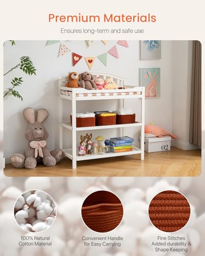 Small Woven Storage Basket for Organizing (Rust Red / 12"L x 8"W x 4.5"H)