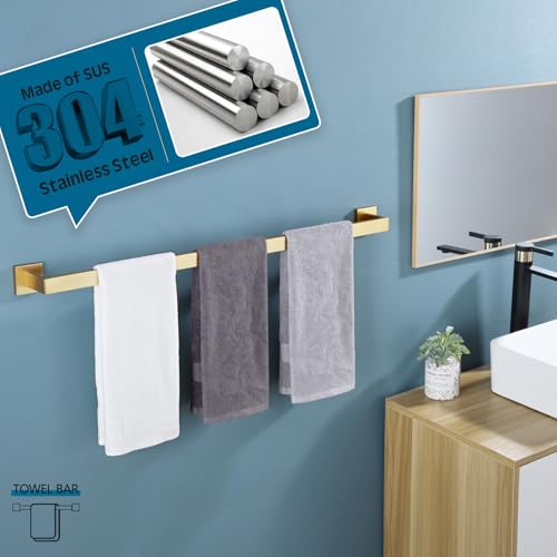 32 Inch Gold Bath Towel Bar Bathroom Towel Rack Towel Holder Shower Hand Towel Hanger (Brushed Gold / 32-Inch)