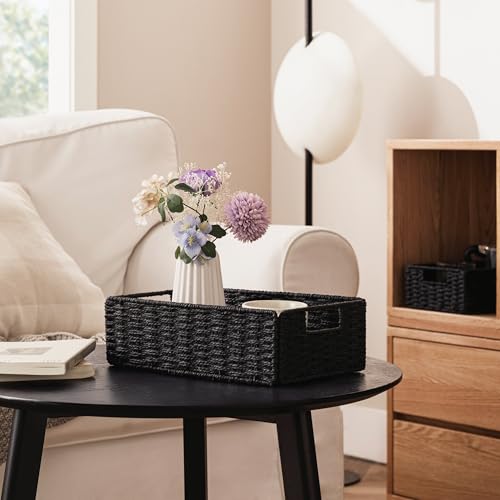 2 Pack Wicker Basket (Rectangular- 2pack 11.5"×7.5"×3.5" / Black)