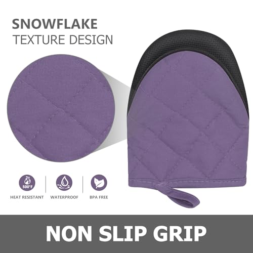 1 Pair Short Oven Mitts (Purple)