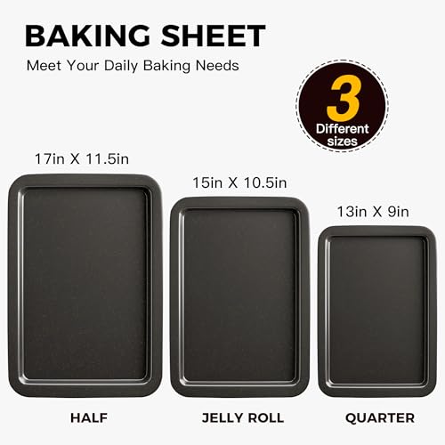 Ceramic Baking Sheet Pan Set of 3 (Dark Gray / L/M/S)