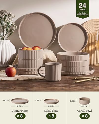 Stoneware Dinnerware Set for 8 (Cinnamon Brown / Service for 8)