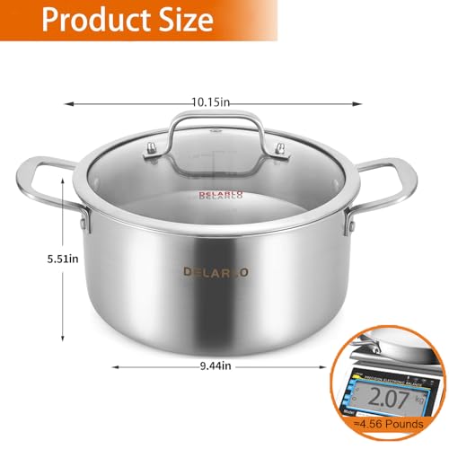 Tri ply Stainless Steel 6 Quart Heavy Duty Induction Stock Pot (Silver / 6 Quarts)