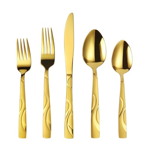 40 Piece Gold Flatware Set for 8 (Gold / 40-Piece)
