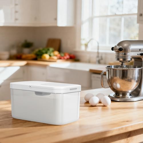 12 Lbs Rice Flour Sugar Storage Containers Dry Food Holder with Flip (6.5Qt-Rectangle)