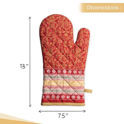 Maison d'Hermine Oven Gloves 100% Cotton Oven Mitt (067 - Sofia / 7.5" x 13" (Oven Mitt))