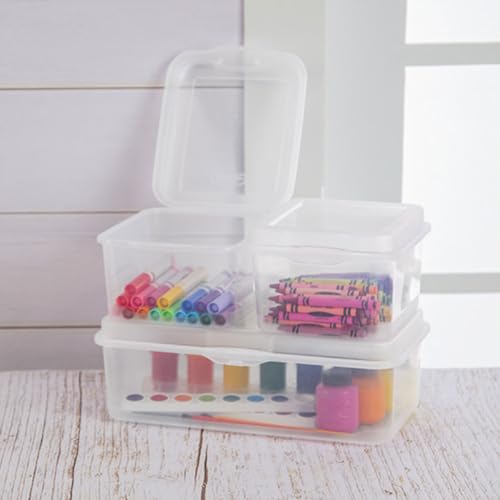 18 Pack FlipTop Stackable Rectangular Storage Bin with Hinging Lid (1.7 Cubic Feet / 18 Pack)