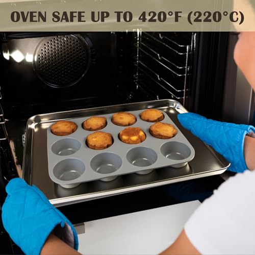 12 Cups Silicone Mini Muffin Pan Set (Set of 2--12 Cups (Grey+Grey))