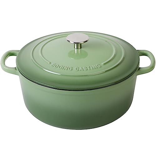 Enameled Dutch Ovens Cast Iron Dutch Oven Pot with Lid for Bread Baking (Pistachio Green / 7QT)