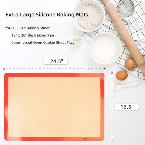 Silicone Baking Mat for Full Size Sheet Pan (Bright Orange / 24.5"L x 16.5"W)