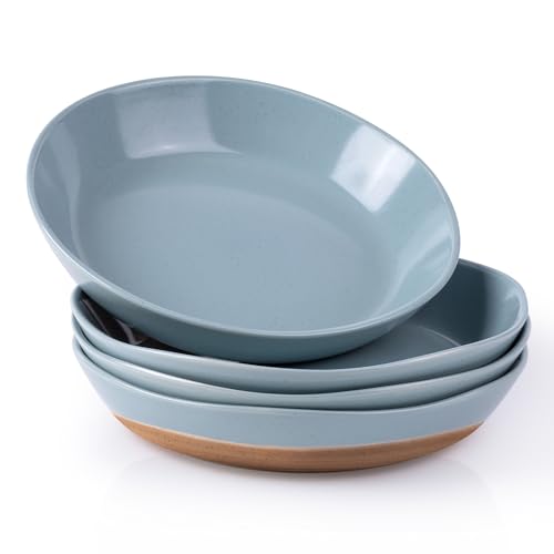 9.5'' Ceramic Large Pasta Bowls (Stone Blue(9.5inch))