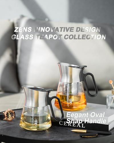 17 oz Small Glass Teapot with Infuser For Loose Leaf Tea Steeper (17 oz (No Cups))