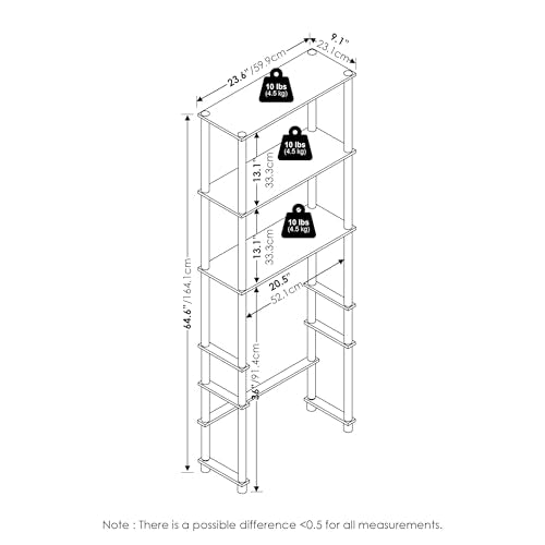 Turn-N-Tube Over The Toilet Storage, 3-Shelf Over The Toilet Organizer, Freestanding Space Saver Bathroom Shelf, for Bathroom Organizers and Storage, White (White/White / Basic Rack)