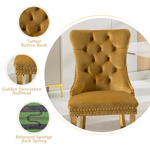 Gold Velvet Dining Chairs Set of 6 (Gold)