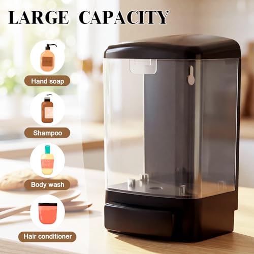 6 Pcs Wall Mounted Soap Dispenser (Black and Clear / 33.8 oz 1000 ml)