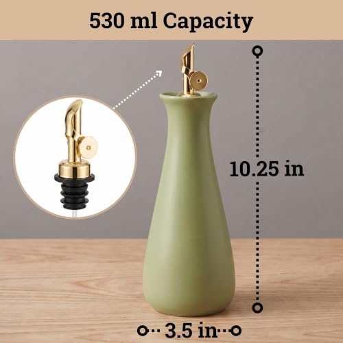 Ceramic Olive Oil Dispenser with Self (Olive)