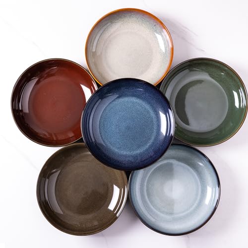 9.0" Ceramic Pasta Bowls Set of 6 (Set of 6 / Colorful)