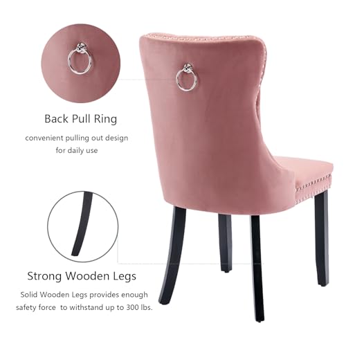 Pink Velvet Dining Chairs Set of 2