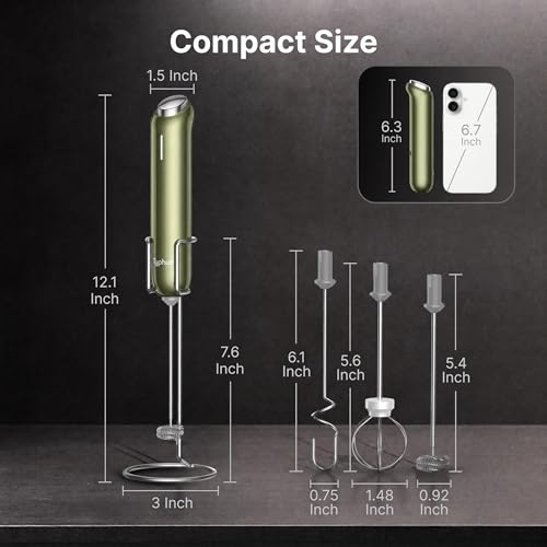 InstaWhisk Milk Frother with Variable Speed (Army Green / Rechargeable)