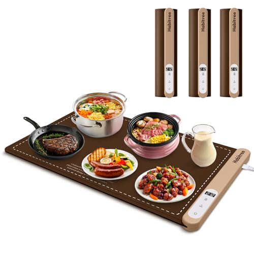3 Pack Silicone Food Warming Mat & Food Warmers for Parties Buffet (Large 3pack / Brown)