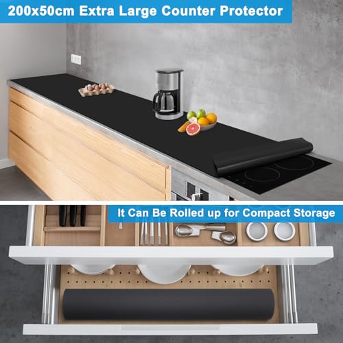 Extra Large Silicone Mat 78.74”x19.69”x0.08” (Black / 78.7"L x 19.7"W)
