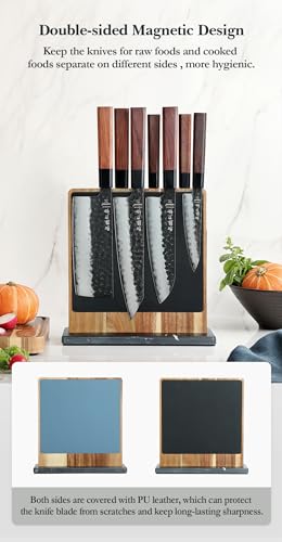 Double sided Magnetic Knife Holder without Knives (Acacia Wood Knife Holder)