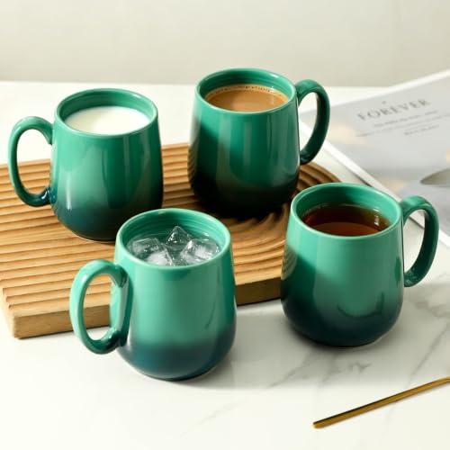 15oz Ceramic Mug Set of 4 (GradationGreen / Set of 4)