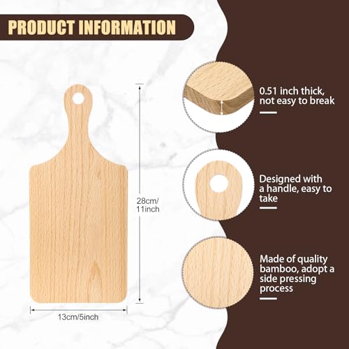 6 Pcs Wood Cutting Boards Bulk 11 Inch with Handle (11 x 5 inches)