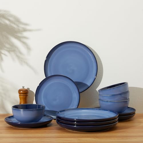 Ceramic Dinnerware Sets for 4 (Mist Blue / Set (12pcs))