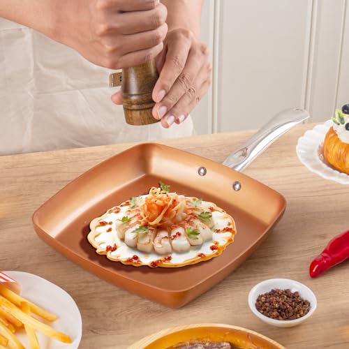 Non Stick Copper Square Frying Pan (9.5 Inch)