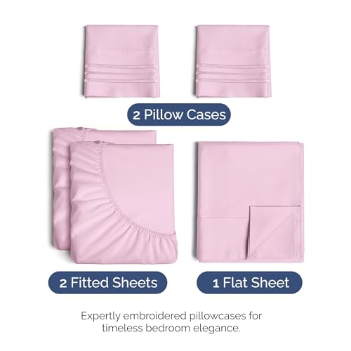 Split King Size 5 Piece Sheet Set (32 - Light Pink / Split King Size)