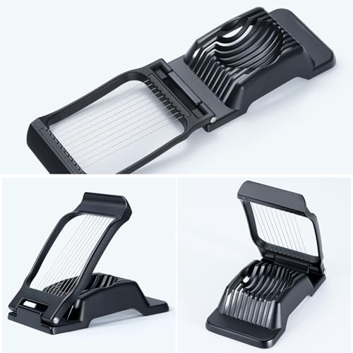 Egg Slicer for Hard Boiled Eggs & Strawberry Soft Foods (Black)