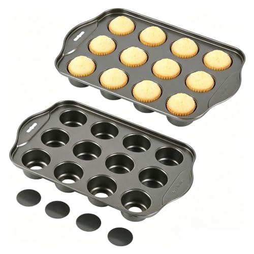 2 Pack Mini Muffin Pan with Removable Bottom (Grey-2 Pack mini cheesecake pan)