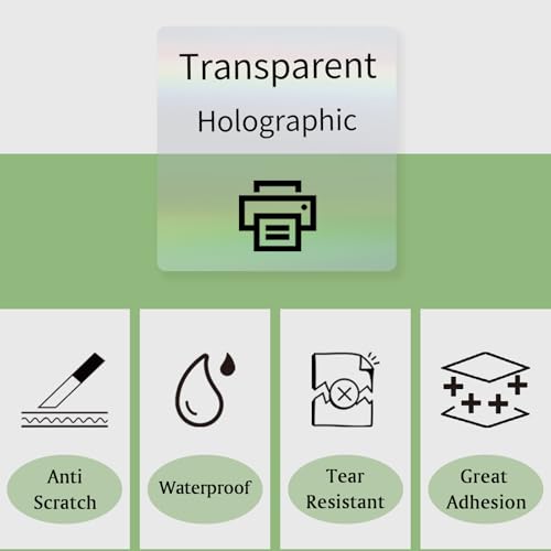 3 Inch Square Transparent Thermal Label Stickers (Holographic Transparent / square-3 inch)