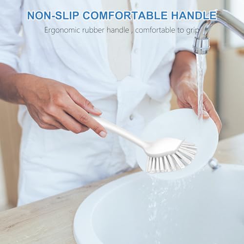 Dish Brush with Handle (Black-white / 2 pack)