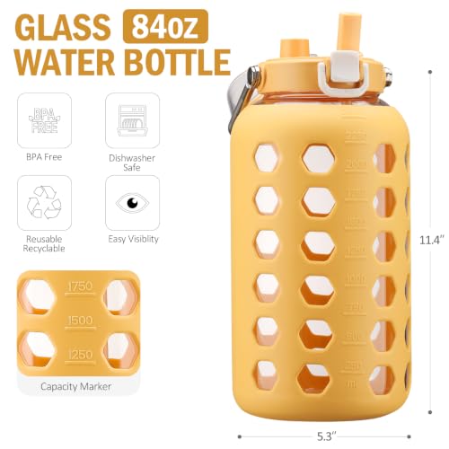 84 oz Glass Water Bottle (Yellow / 84 Ounces)