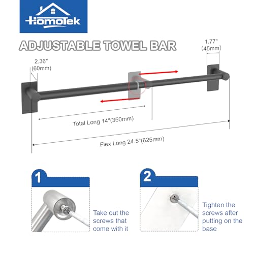 Adhesive Adjustable Towel Bar (1 Pack / Heavy Duty-self-adhesive-matte Black)