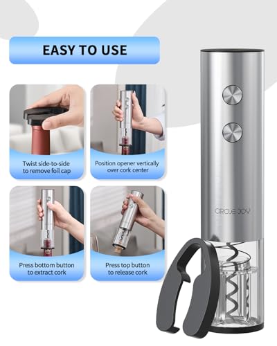 Electric Wine Opener Stainless Steel Rechargeable Automatic Wine Bottle Opener Set 7 (7-in-1 Silver / Rechargeable)