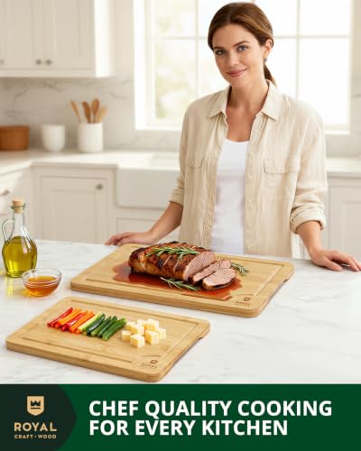 Wooden Cutting Boards for Kitchen Meal Prep & Serving (2-Piece / Natural)