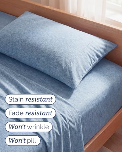 Twin Size 3 Piece Sheet Set (39 - Heathered Blue / Twin)