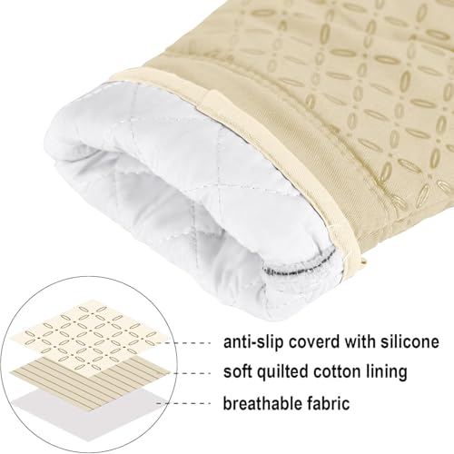 Oven Mitts and Pot Holders 6pcs Set (Beige)