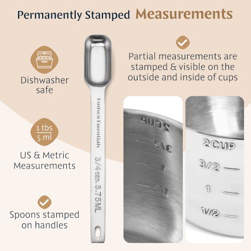 Stainless Steel Measuring Cups and Spoons Set