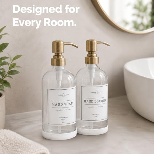 Clear Glass Soap Dispenser (Clear Bottle / Brushed Brass Pump)
