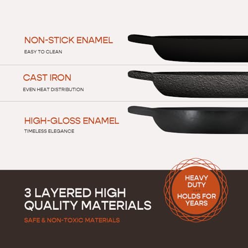 Enameled Cast Iron Dutch Oven for Professional Sourdough Bread Baking (Black)
