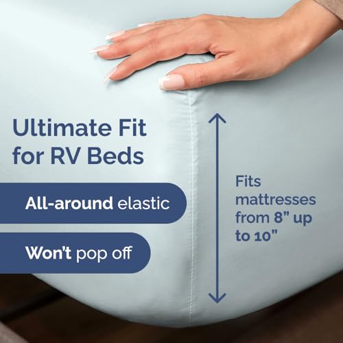 Short Queen Size 4 Piece Bed Sheet Set (23 - Ice Blue / Short Queen)
