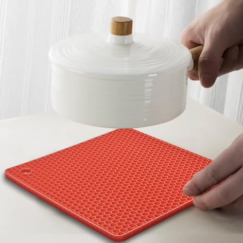 Silicone Square Trivets Mat (Red)