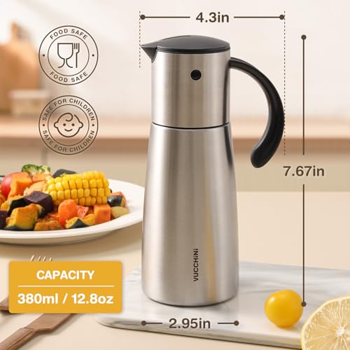 Stainless Steel Olive Oil and Vinegar Dispenser (sliver 12.8 oz)